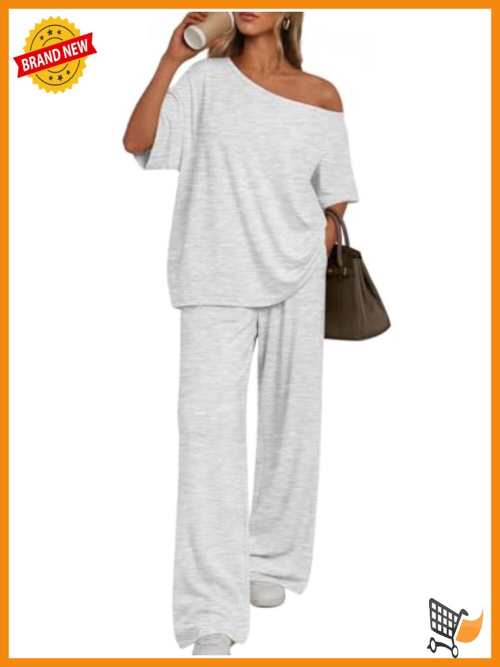 Women's 2 Piece Lounge Set Off Shoulder Wide Leg Pants Set